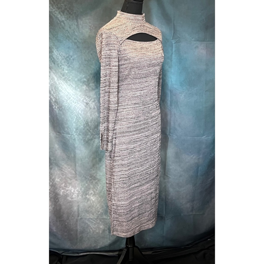 Jessica Simpson Mock Neck Cutout Ribbed Knit Midi Dress Rose Cloud Size M - Picture 3 of 6